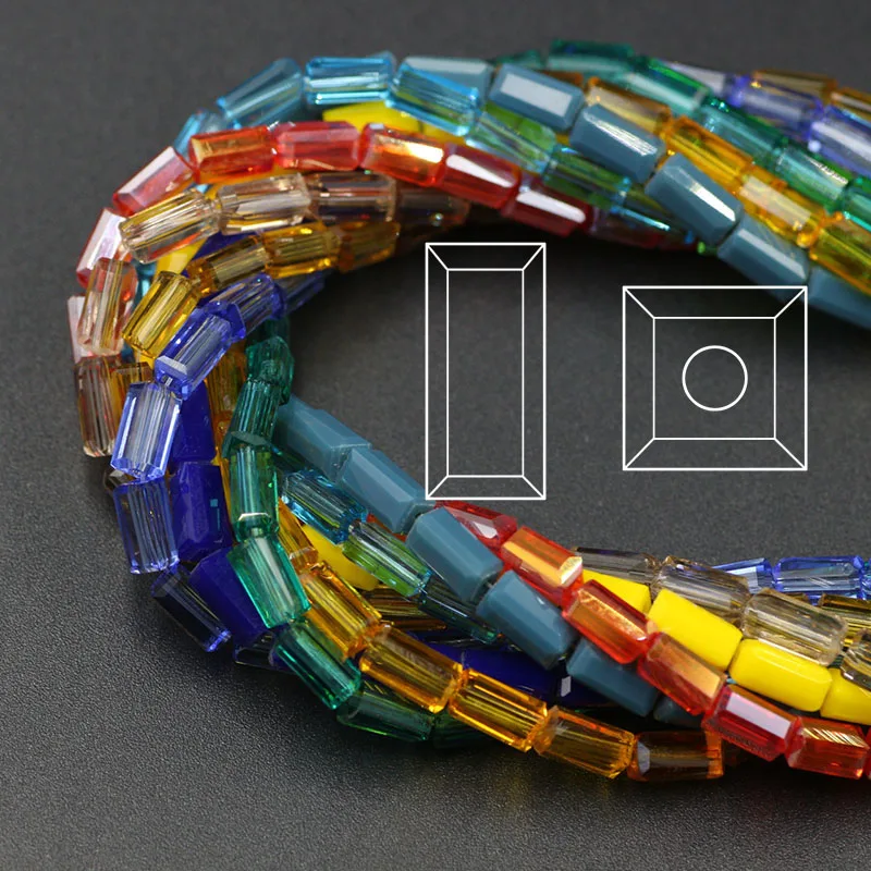 Facetas Rectangulares de Perlas de Vidrio Para la Fabricación de Joyas a Granel 2X4/3X6/4X8/6X12MM Plaza de Perlas de Cristal Collar De la Pulsera de DIY Manualidades 5