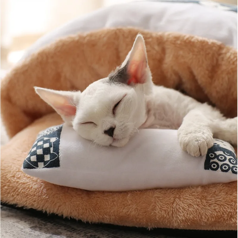 Gato Cama Nido Cálido De Invierno Gato Lavable Perro Pequeño Saco De Dormir De Productos Para Mascotas 5