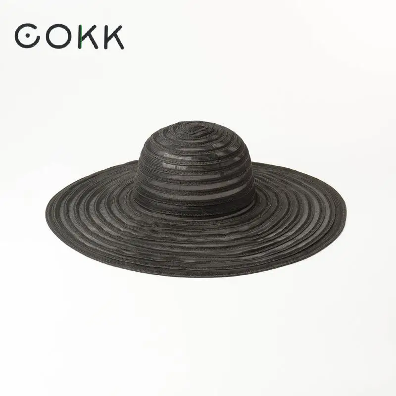 COKK Moda Sombrero de Sol de Malla de Paja de Verano los Sombreros Para las Mujeres de las Señoras de Ala Ancha Sombrero de ala ancha Femenino de Playa Panamá Cap Sombrero para el sol Suncreen de Viaje 5