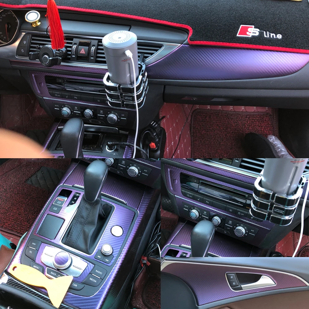 Auto-Estilo 3D/5D de Fibra de Carbono del Interior del Coche el Centro de la Consola de Cambio de Color de Moldeo calcomanías Calcomanías Para Audi A6 C7 2012-2018 5