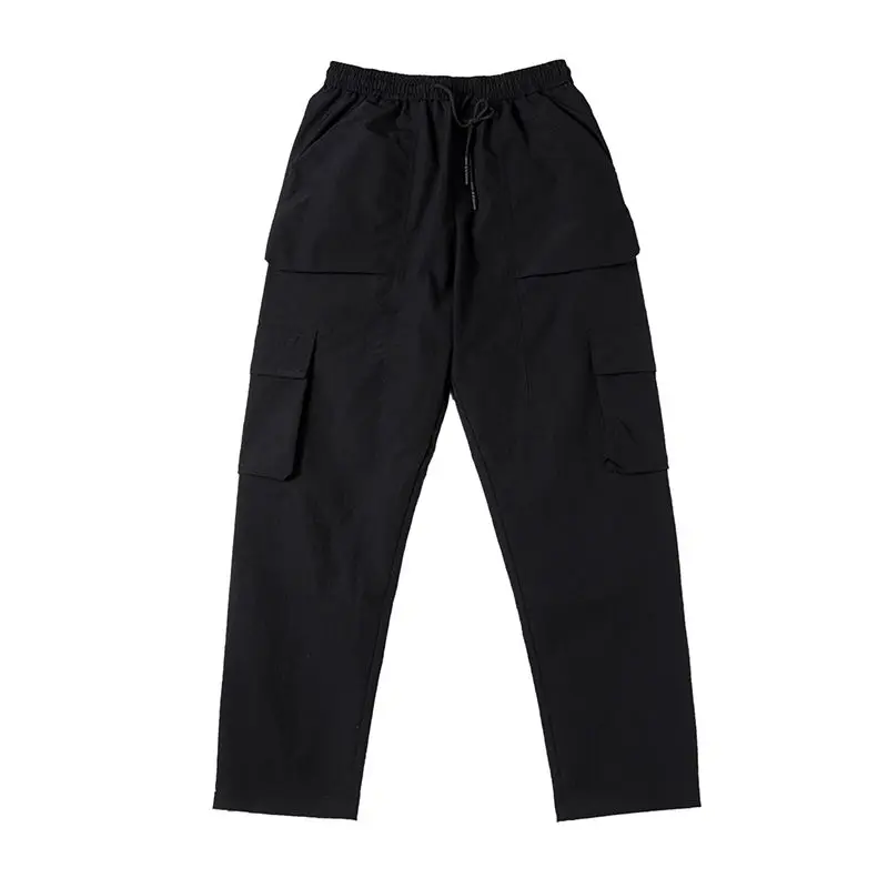 Recta Pantalones de los Hombres de Moda de Color Sólido Multi-bolsillo de Monos de los Hombres Ropa de Hip-hop Suelto Cordón Pantalones Casuales para Hombre M-5XL 5