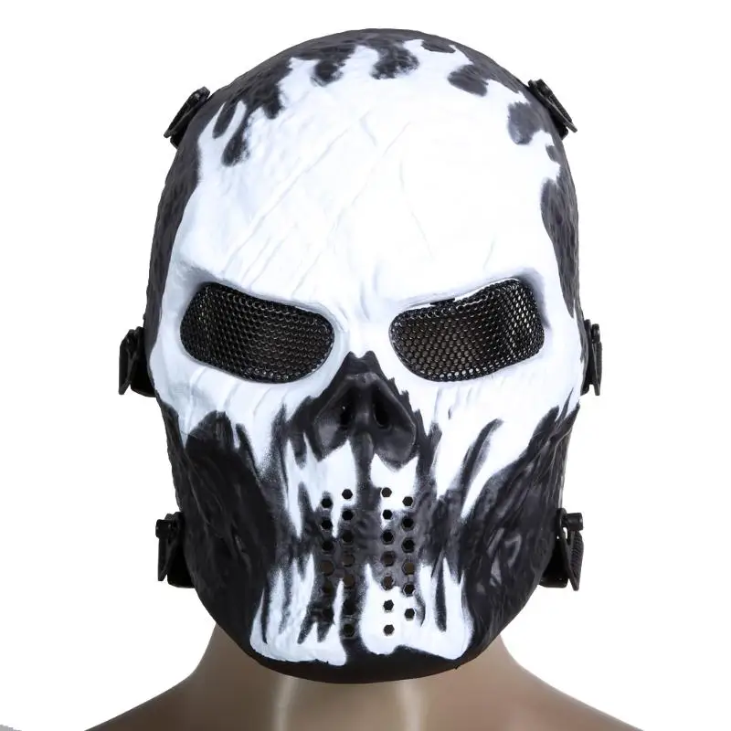 Airsoft Paintball Parte de la Máscara de Cráneo Máscara de Cara Completa del Ejército de Juegos al aire libre de Malla de Metal protector de Ojos de Disfraces para la Fiesta de Halloween Suministros 5