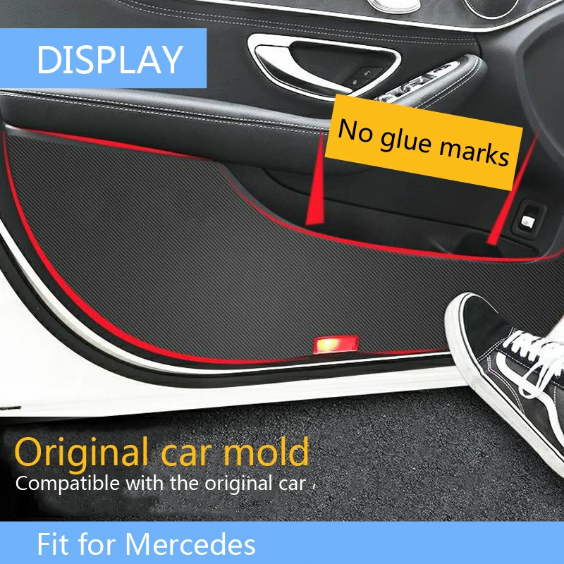 4x Automático de la Puerta de Coche Anti Kick Pad de la Estera 3D Pegatinas Para Mercedes W205 W213 Benz C E CLA, GLA GLE GLC Clase a Prueba de Polvo y Accesorios 5