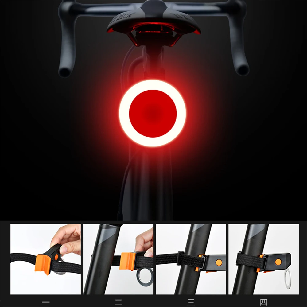 USB Recargable de la Bici de la Luz Trasera de la Cola de la Lámpara LED de Bicicletas de Advertencia de Seguridad Impermeable 5