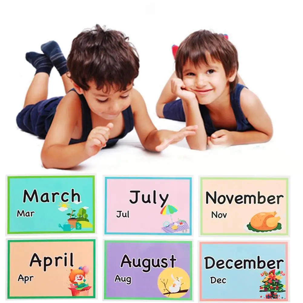 12pcs Rompecabezas de Aprendizaje Temprano mes de la Tarjeta Para los Niños pequeños, los Niños Flashcards de la Ayuda Montessori Temprana Educación Juguetes de Aprendizaje 5