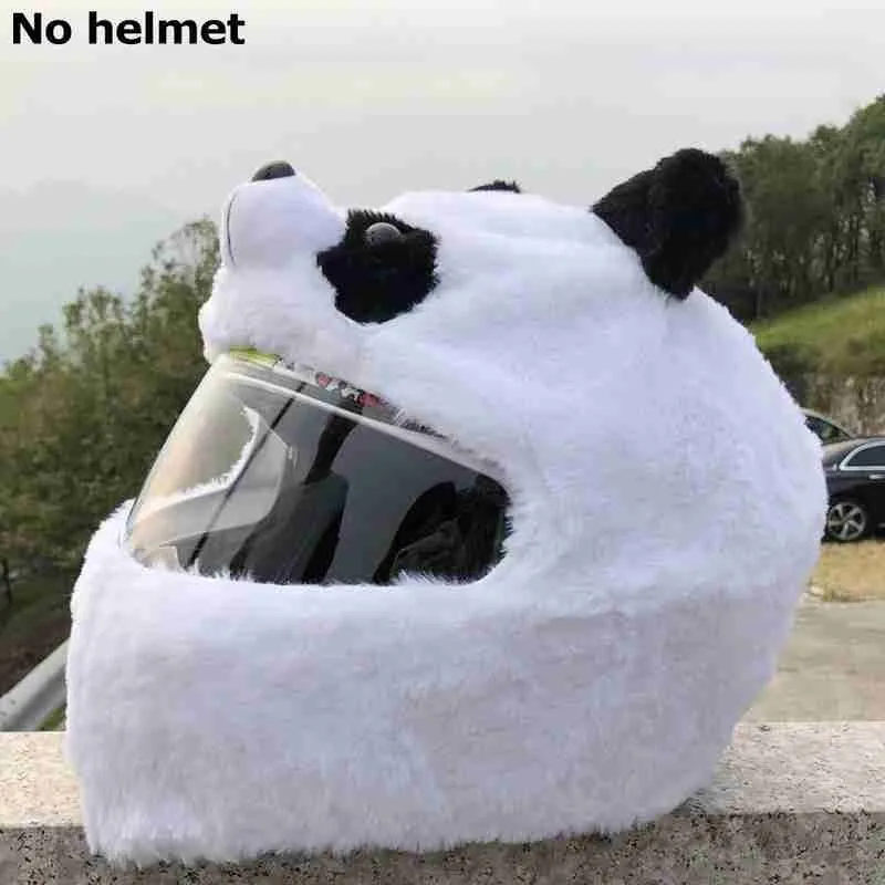 1pcs Casco de la Motocicleta de la Cubierta de Coral Polar Divertido Panda Accesorios de la Cubierta de los Animales Pleno Casco de Ciclismo al aire libre de la Motocicleta de la Cubierta W0B7 5