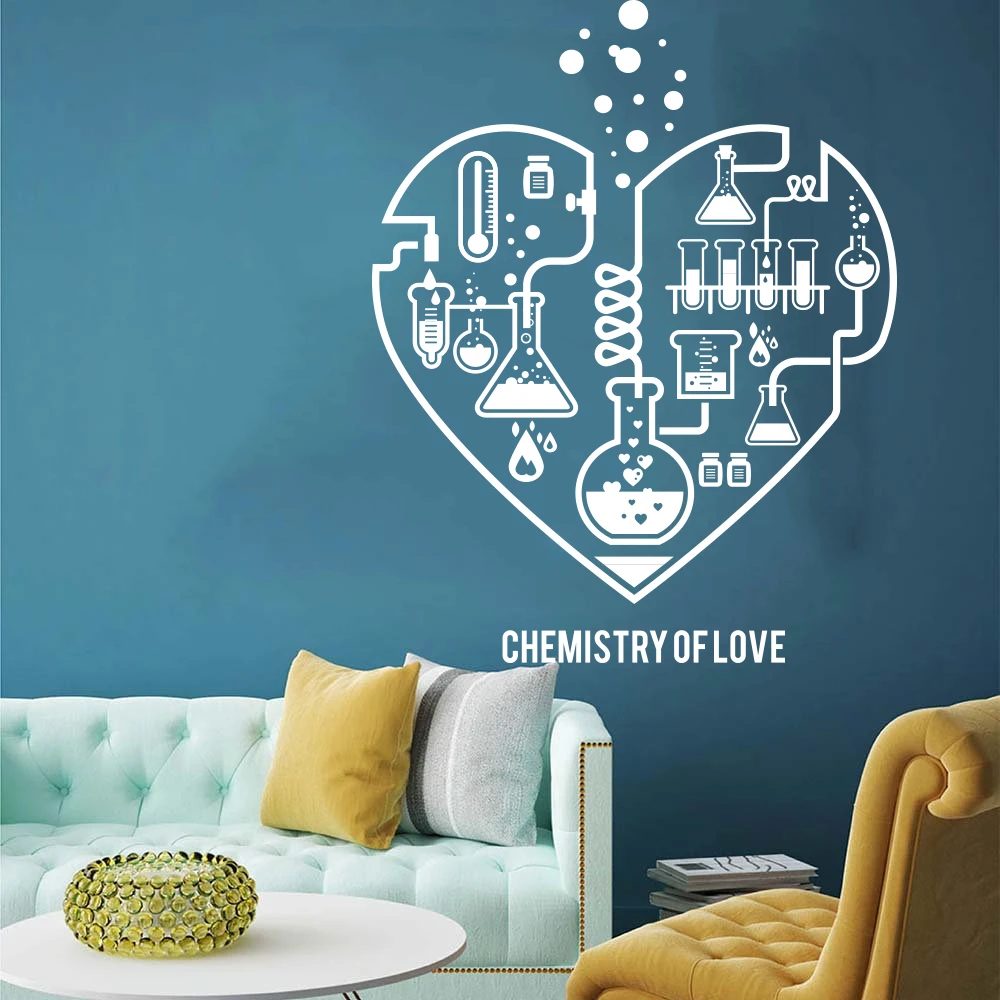 Ampliación de Química Ciencia Abstracta Corazón de la Pared Calcomanía de Laboratorio en el Aula Geek de Ciencias químicas de san Valentín etiqueta Engomada de la Pared LW318 5