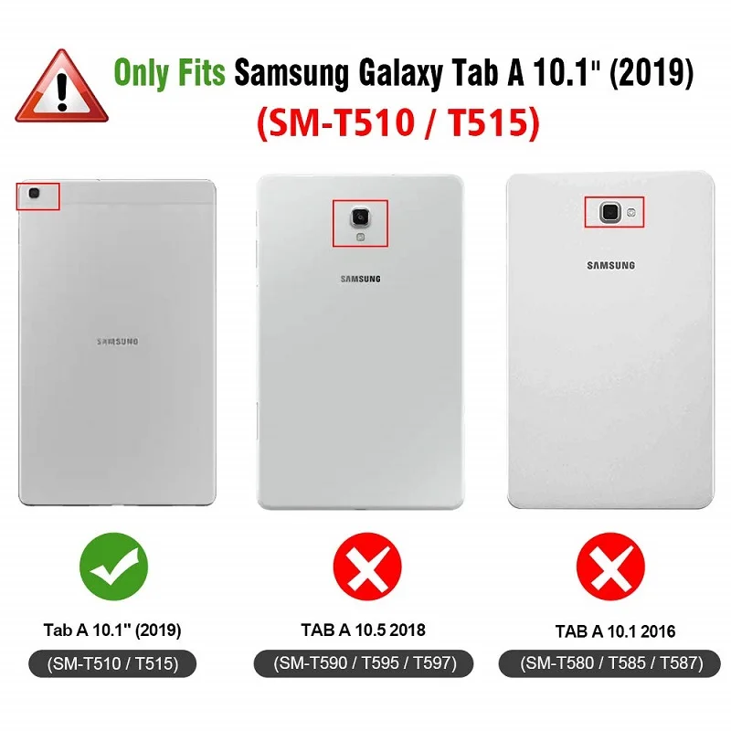 Para Samsung Galaxy Tab 10.1 2019 Caso de SM T510 Wifi T515 LTE Simplicidad de Cuero de la PU Smart Cover funda con Auto de la Estela de la Cubierta de los Casos 5