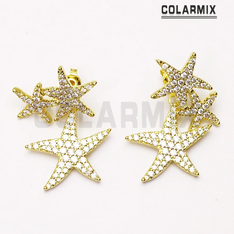 4 Pares de Metal Estrellas Cuelgan aretes de Allanar zirconia estrella de los pendientes de las mujeres de la joyería pendientes de la Gota de Regalo para las mujeres de la joyería Fashion41294 5