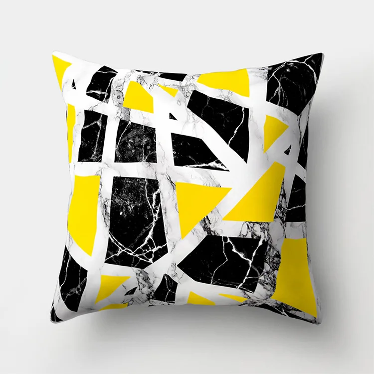 Nórdicos amarillo geométricas funda de almohada de mármol de terciopelo cojín funda de almohada 5