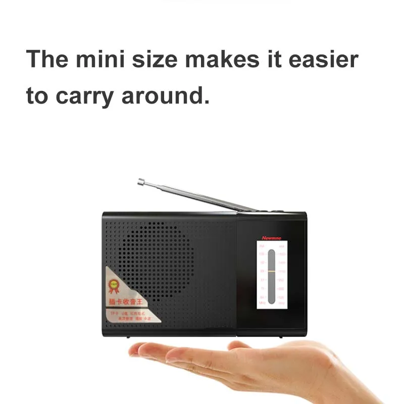 Mini FM Radio AM Receptor Portátil de Música Pagador con Auriculares de 3,5 mm Jack de la Tarjeta TF de Apoyo U Disco de Juego 5