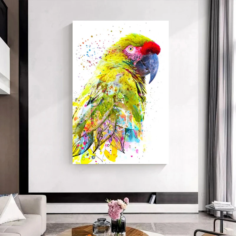 RELIABLI Animal Pinturas en Lienzo Colorido Loro Imágenes de la Pared del Arte de Volar de las Aves Carteles Para Vivir Decoración de la Habitación de Impresiones Sin Marco 5