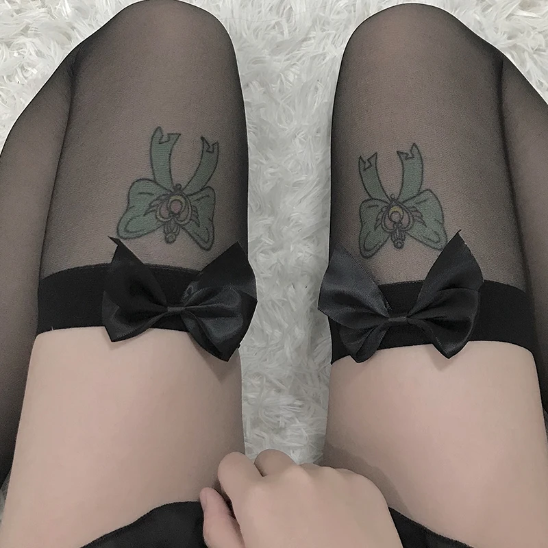 Japonés Linda Lolita Tubo Largo Y Medias De Color Blanco Negro Arco Nudo De La Rodilla De Alta Del Muslo De Siembra 5