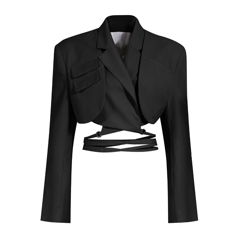 Encaje corto mujer chaquetas de cintura Alta falda asimétrica de Dos piezas traje de abrigo de las mujeres del otoño 2020 guarniciones de la Calle 5