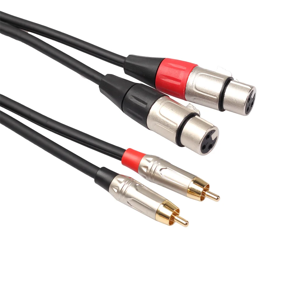 2 RCA macho a XLR hembra mezclador amplificador de alta fidelidad de los cables de audio 5