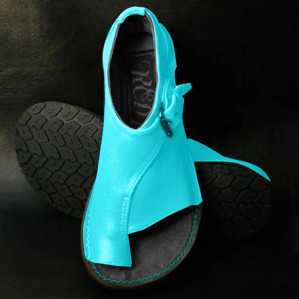 Sfit Las Mujeres Zapatos De Suave Cuero Genuino De Las Mujeres Sandalias De Mujer Sandalias Planas De Mujer Casual De Playa De Verano De Los Zapatos De Hebilla Hembra 5