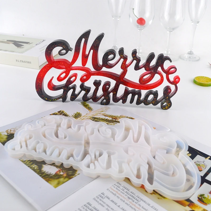 Feliz Navidad Moldes de Resina Epoxi de Moldes de Fundición para el BRICOLAJE de la Tabla de la Decoración de la Casa Ornamento de Navidad de Regalo de moldes Manualidades de Herramientas 5