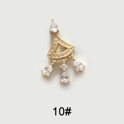 5pcs/lote 3d de aleación de Circón Hueco de la Estrella la Luna el Corazón de la Borla de uñas de arte de adornos de diamantes de imitación de cristal uñas accesorios de la joyería de los encantos 5