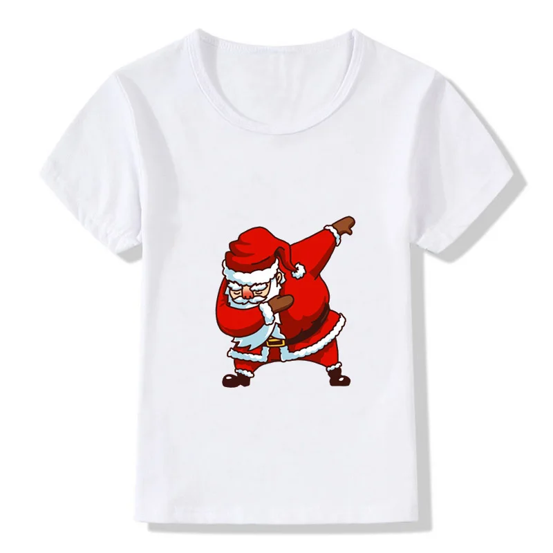 2018 A Chica Chico Divertido De La Camiseta De Los Niños Pat Santa Claus Patrón De T-Shirt Cuello Redondo Infantil De Navidad De Dibujos Animados Ropa 5