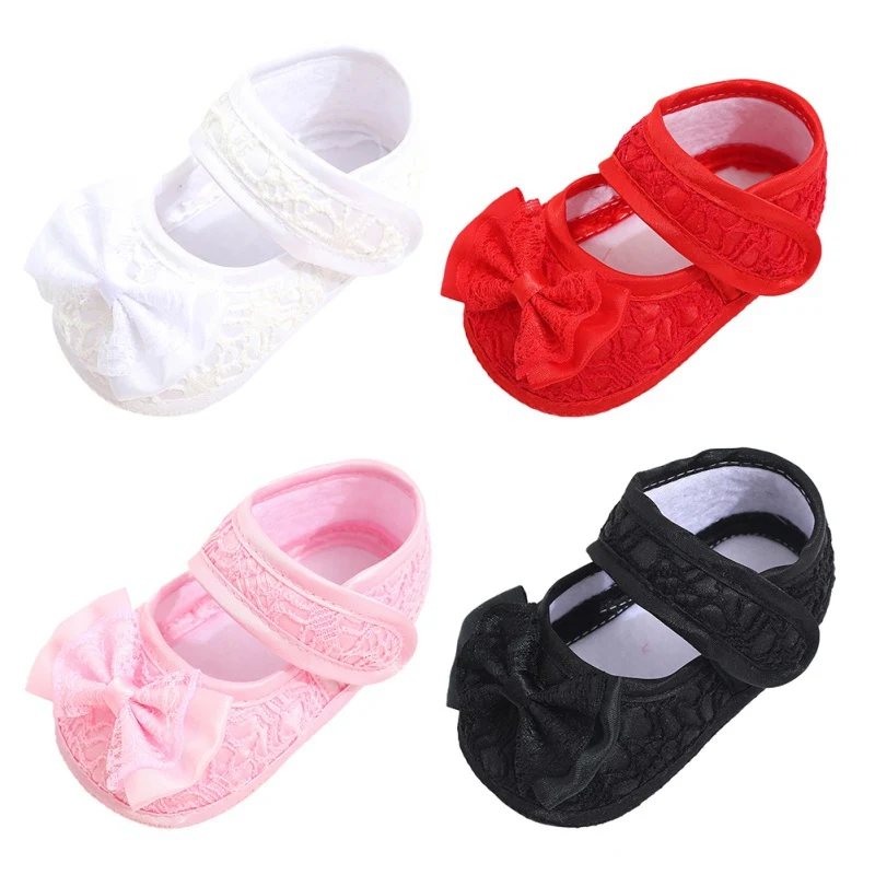 Bebé recién nacido Niña Zapatos Zapatos Blandos Suave con Suela antideslizante Bowknot Encaje Calzado Zapatos de Cuna Para 0-18M22222 5