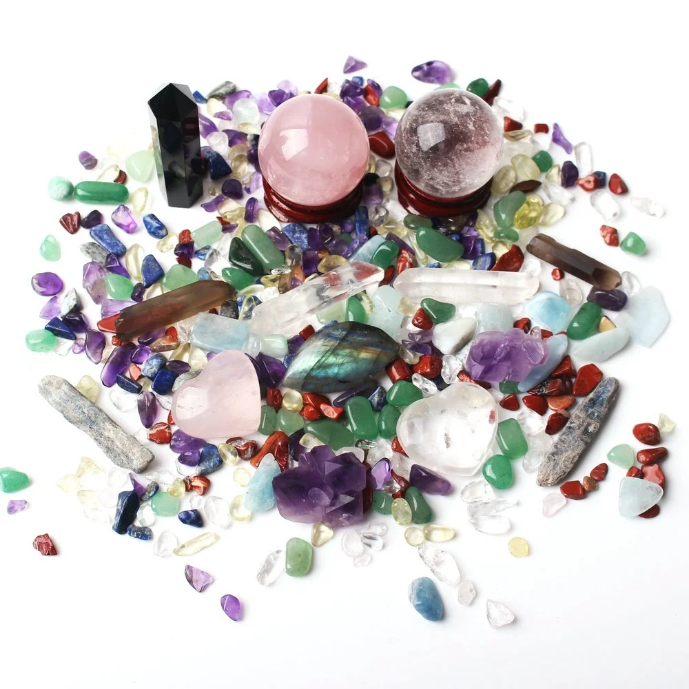 Un montón de Coloridos Naturales de Cristal de Cuarzo 7 Chakra del Obelisco de la Bola de Grava Muestras de Minerales Curativas de la piedra preciosa 5