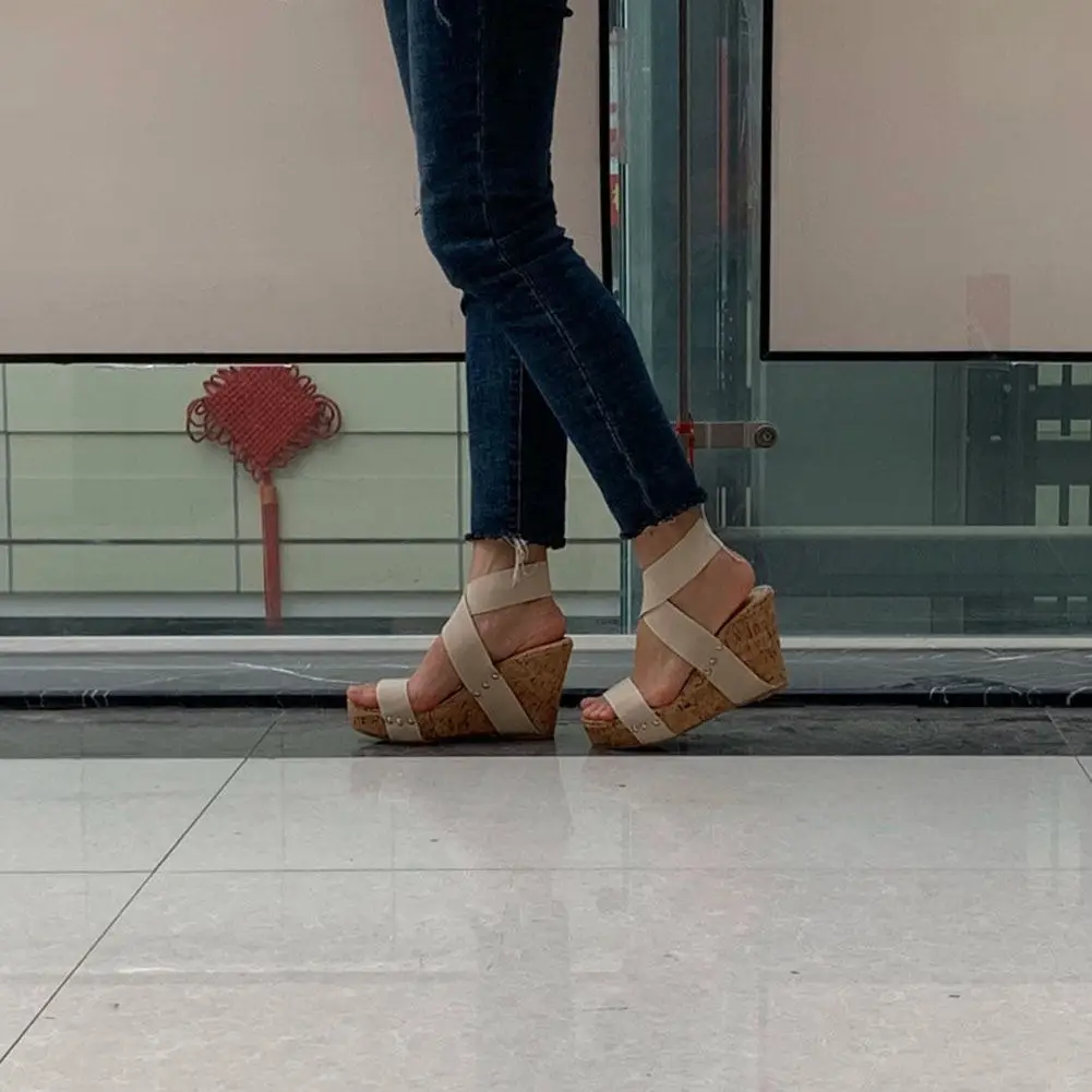 Dropship 2020 de la moda NUEVA de gran tamaño 43 cuñas sandalias de tacones altos zapatos de plataforma de las mujeres de ocio cómodo verano sandalias zapatos 5