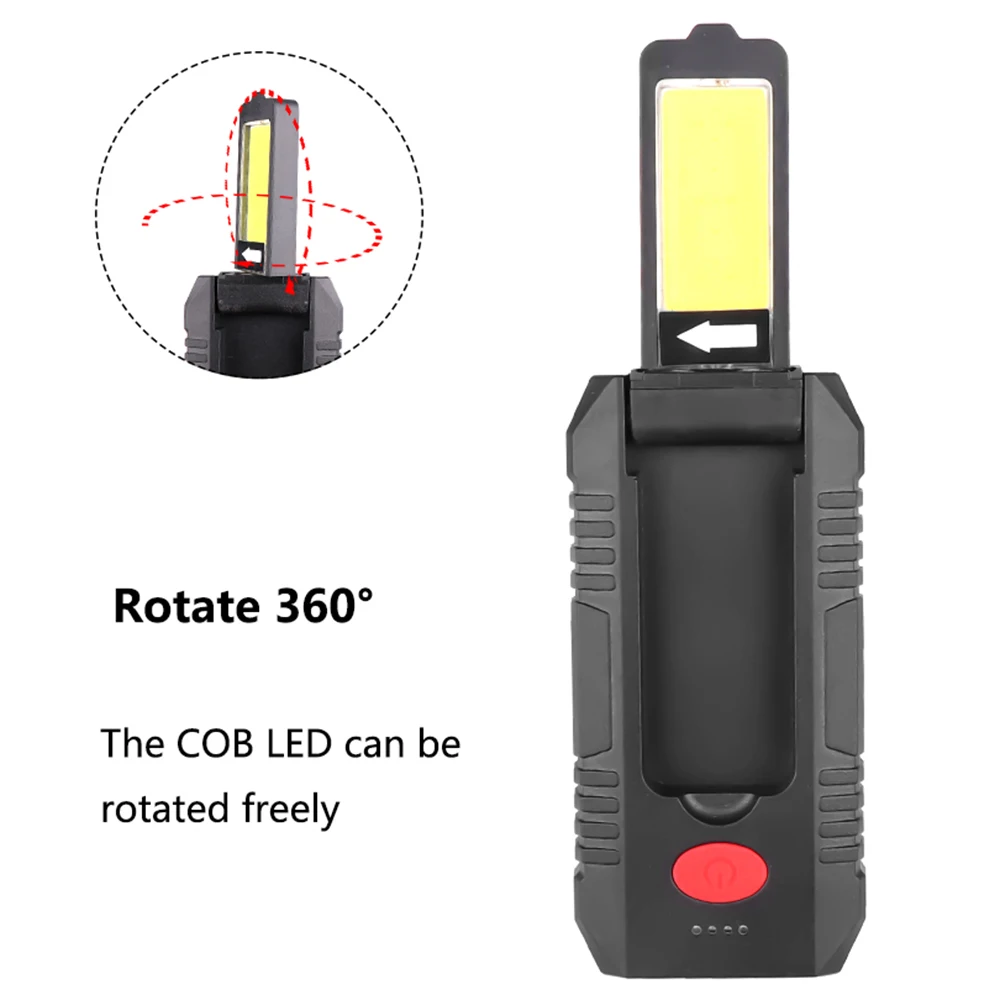 Portátil COB LED de Luz de Trabajo Recargable USB Lámpara de Trabajo Incorporado en la Batería de la Linterna Magnética de la Antorcha con el Gancho de la Luz Roja Worklight 5