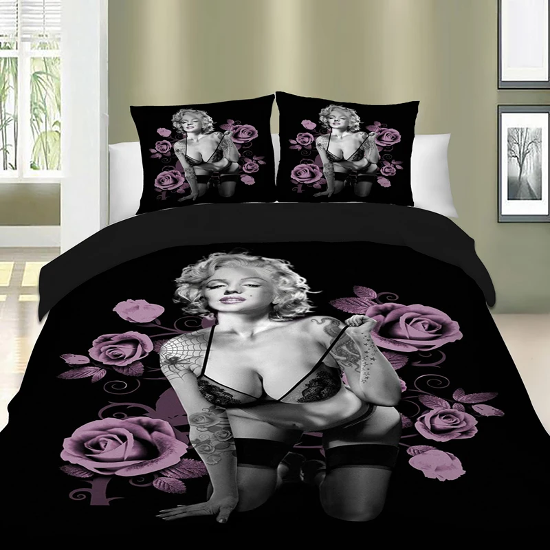 Sexy 3d Marilyn Monroe juego de Cama funda de Edredón de Cama Conjunto Camas queen king size textiles para el hogar 5