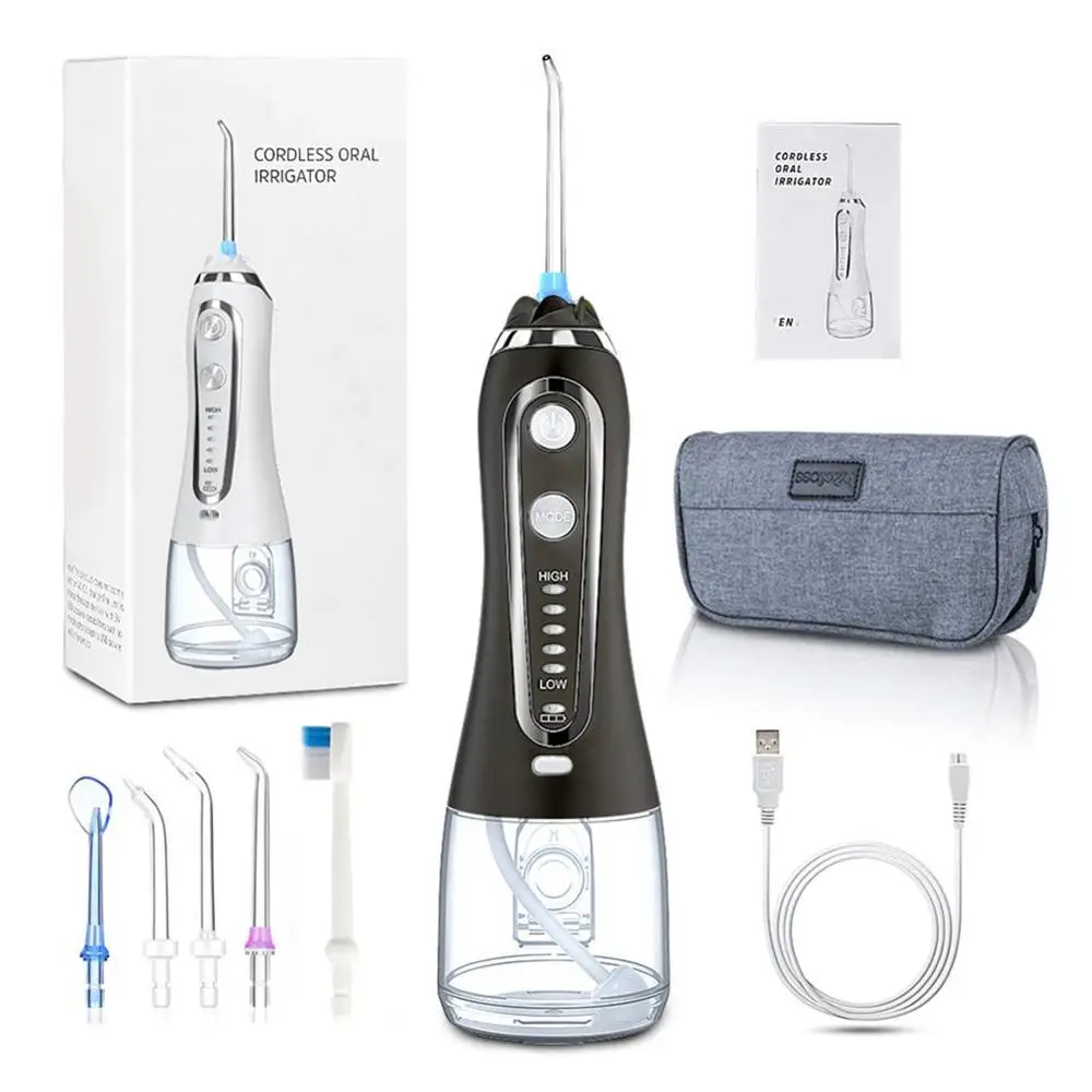 5 Modos de Portátil de 300 ml Irrigador Oral USB Recargable Dental irrigador oral Jet Impermeable Irrigador Dental Dientes Limpiador+5 Consejos 5