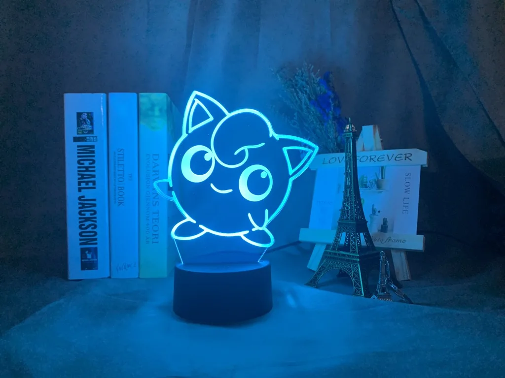 Vaya Lindo Jigglypuff Figura 3d Led Luz de Noche para Niñas de Dormitorio de la Decoración Led que cambia de Color de Luz Fresca del Regalo de Cumpleaños Lámpara de Escritorio 5