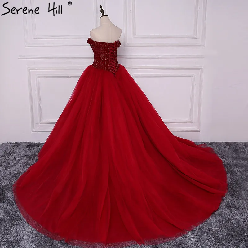 De lujo con Abalorios de Cristal Rojo Hinchada Vestido de Bola de la Princesa Vestidos de Novia Vestido de 2020 de Novia de la Boda Vestido de HA2169 5