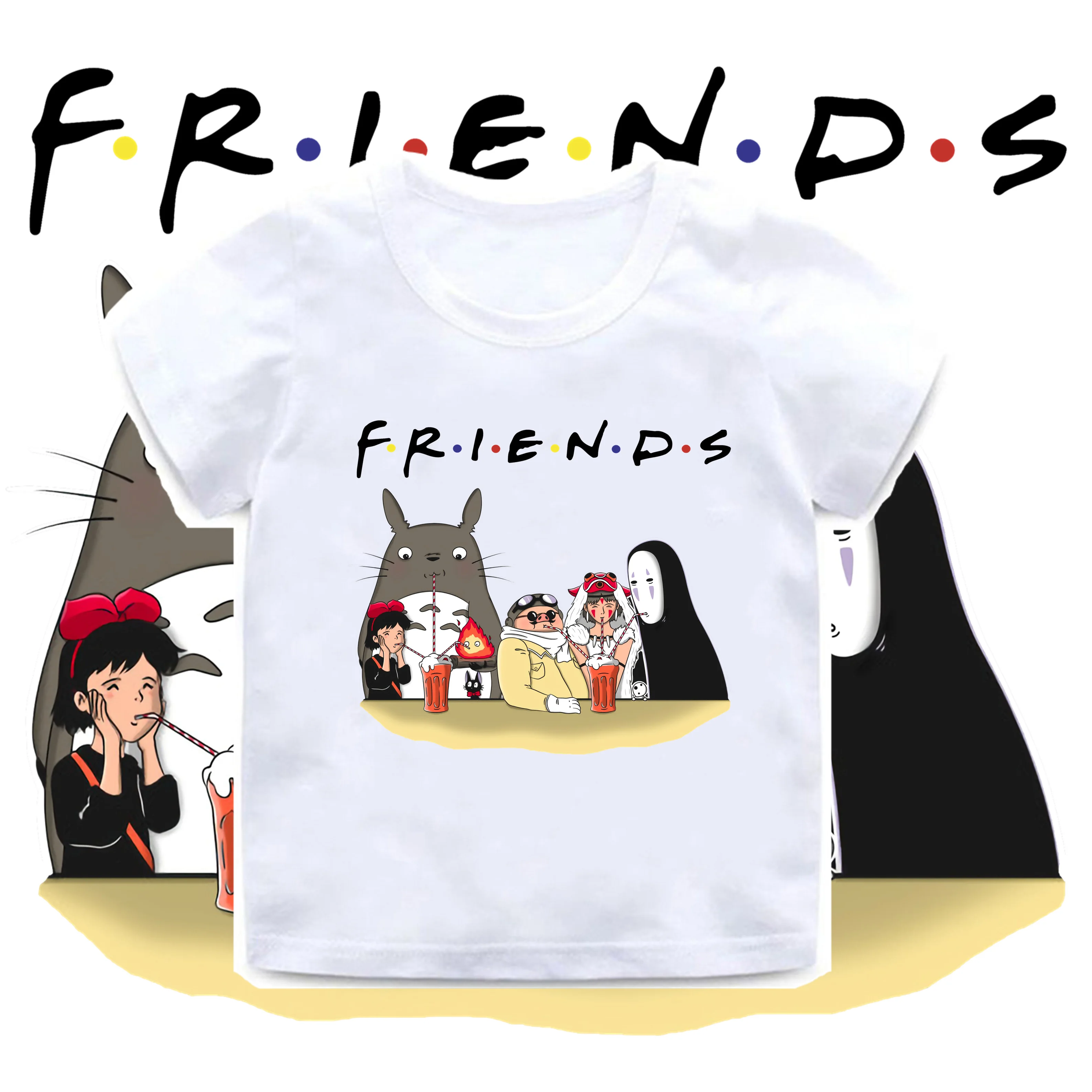 2020 de Verano de Niños del Bebé camiseta de el viaje de chihiro Totoro Amigos de Impresión de Camiseta de los Niños de dibujos animados Divertidos a los Niños de las Niñas Tops Ropa,HKP2418 5