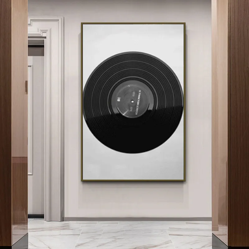 Discos de vinilo de la Pared de Arte de Pintura en tela, en Blanco y Negro de la Vendimia de la Música Posters y Impresiones de Imágenes de la Pared para la Sala de estar Decoración para el Hogar 5