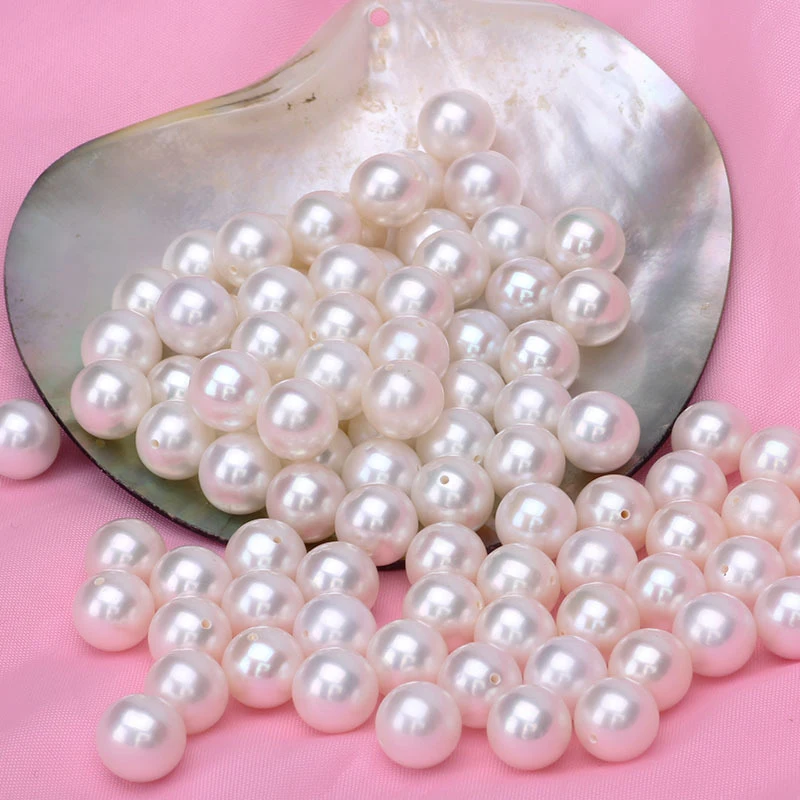 China de fábrica al por mayor 10 piezas ( 5 PARES) 6-6.5 MM de la Mitad de perforado redondo blanco natural de agua dulce de la perla 5