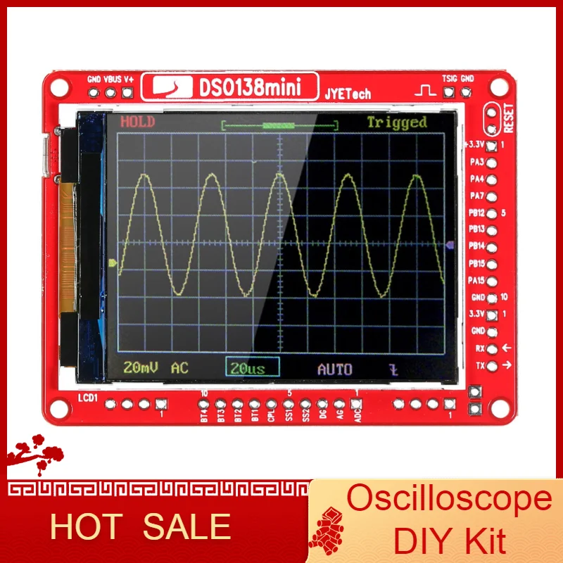 JYE Tech DSO138 Mini Osciloscopio Digital DIY Kit de componentes SMD analizador lógico de Pre-soldado de Aprendizaje Electrónico Conjunto de 1MSa/s 0-200KHz 5