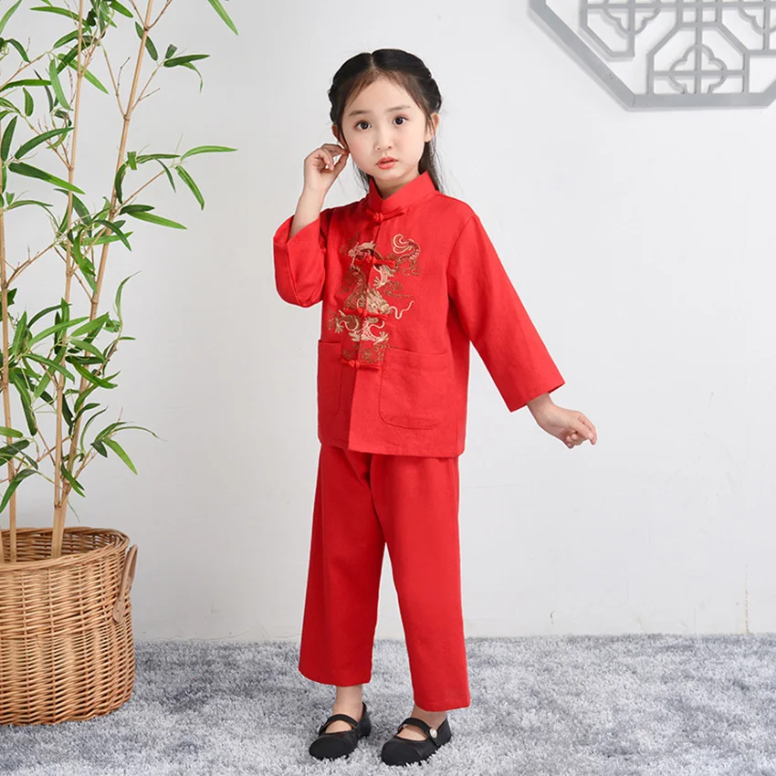 Día de los niños Tangsuit Estilo Chino del Dragón Asiático, Ropa de Bebé Niña Niño Casual 2020 Ropa Nueva Festival Outfist Niños de Disfraces 5