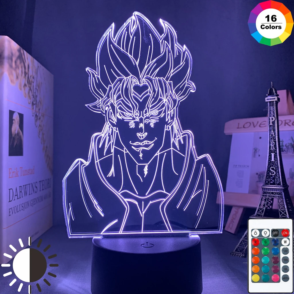 Acrílico Lámpara de Noche de Anime JoJos Bizarre Adventure para el Dormitorio de la Decoración de la Luz del Sensor Táctil Colorida de la Tabla del Led Luz de la Noche la Dio la Figura 5
