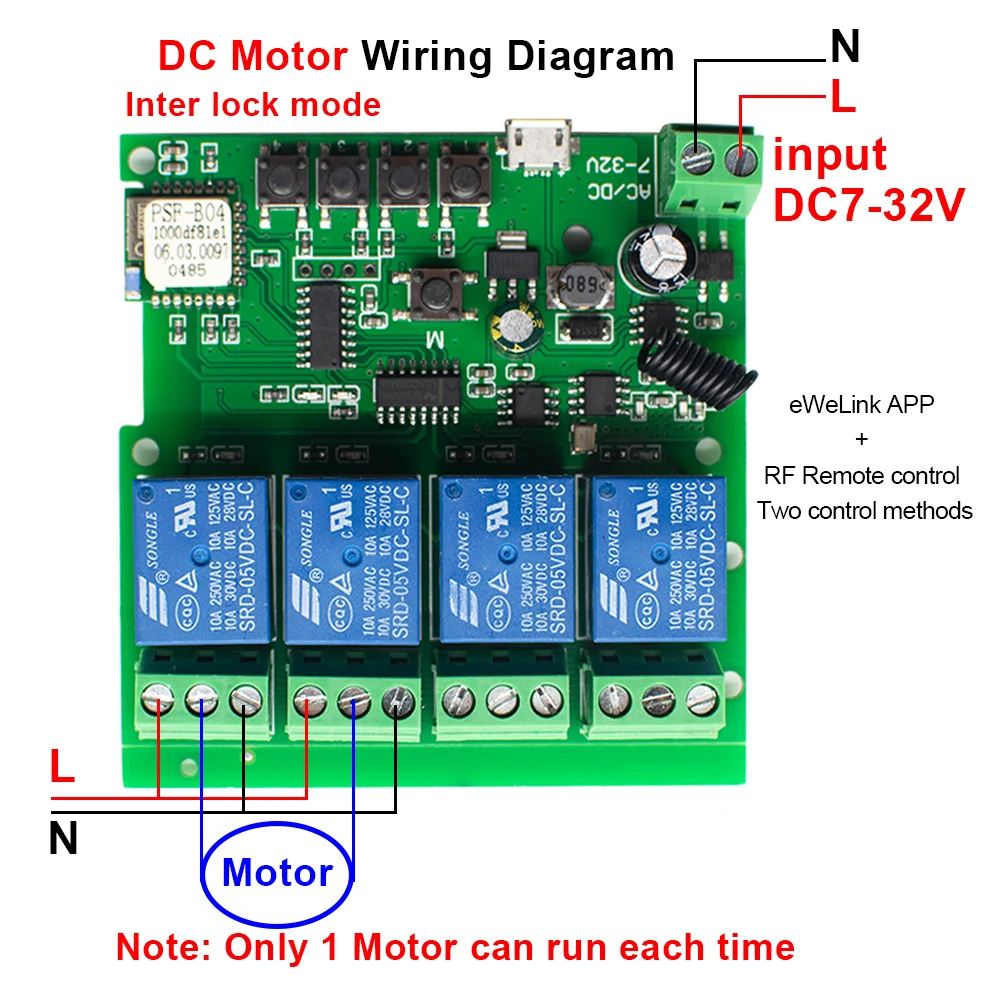 DC12V 24V eWelink Inteligente Interruptor WiFi Módulo de Relé Temporizador de control Remoto Inalámbrico de Control de avance lento/Auto-Módulo de Bloqueo Inteligente de Google hogar 5