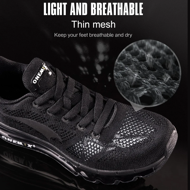 Nueva Onemix Cojín de Aire para Hombre Zapatillas para Mujer deporte zapatos para andar ligeros de malla transpirable vamp anti-skid zapatillas de deporte al aire libre 5