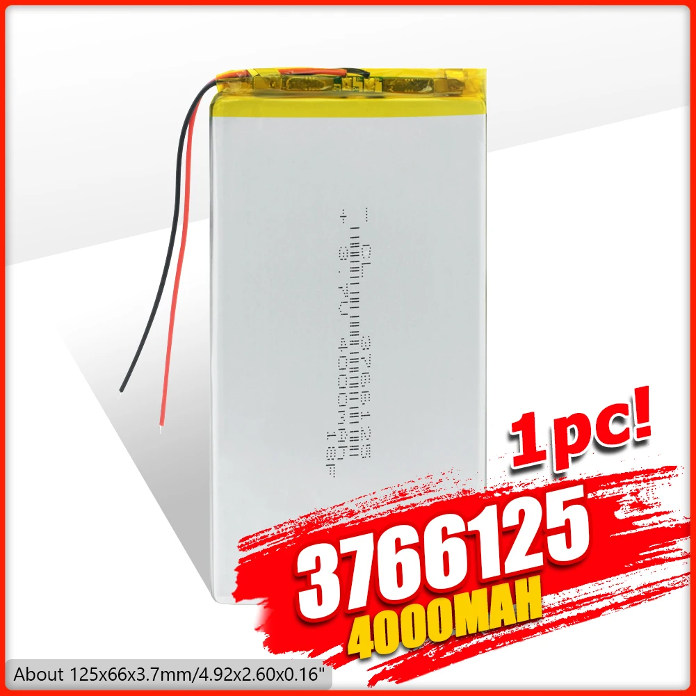 1/2/4pcs 2020 Nuevas 3.7 V Voltaje de 4000mAh batería Recargable de 3766125 Batería de Polímero de Litio 125x66x3.7mm Para GPS de la Tableta del ordenador Portátil de la E-libro 5