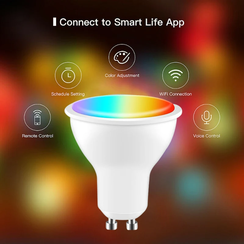 GU10 LED WiFi Bombilla LED 5W Inteligente Spotlight Trabaja Con Amazon Alexa principal de Google Controlado Por Voz del Teléfono de Control de Luz de la Lámpara 5