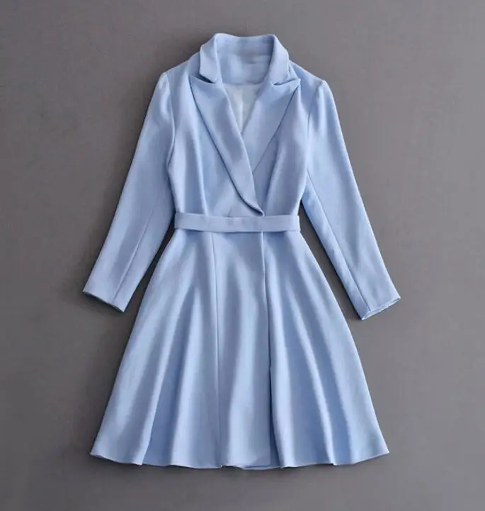 La moda Elegante Blazer Vestidos de Damas de la Oficina de Forma lWear Kate Middleton Princesa Traje de Chaqueta de Alta Calidad Otoño Otoño Vestido Azul 5