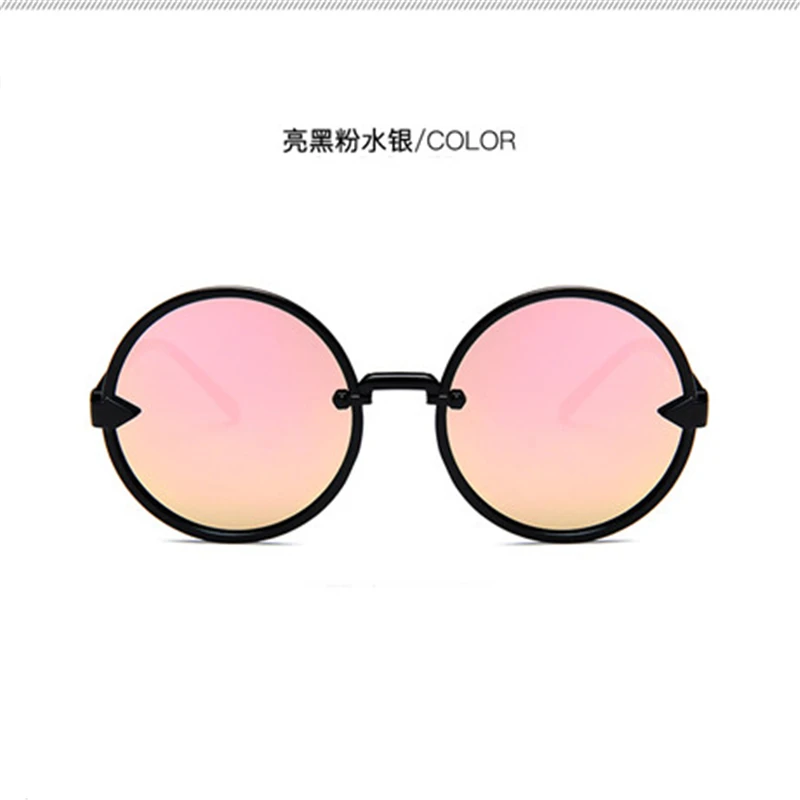 Nuevo Diseño de la Marca de Gafas de sol de las Mujeres de Color del Océano de la Lente de Espejo Clases Marco Círculo Gafas de Oculos UV400 Metal Female 5