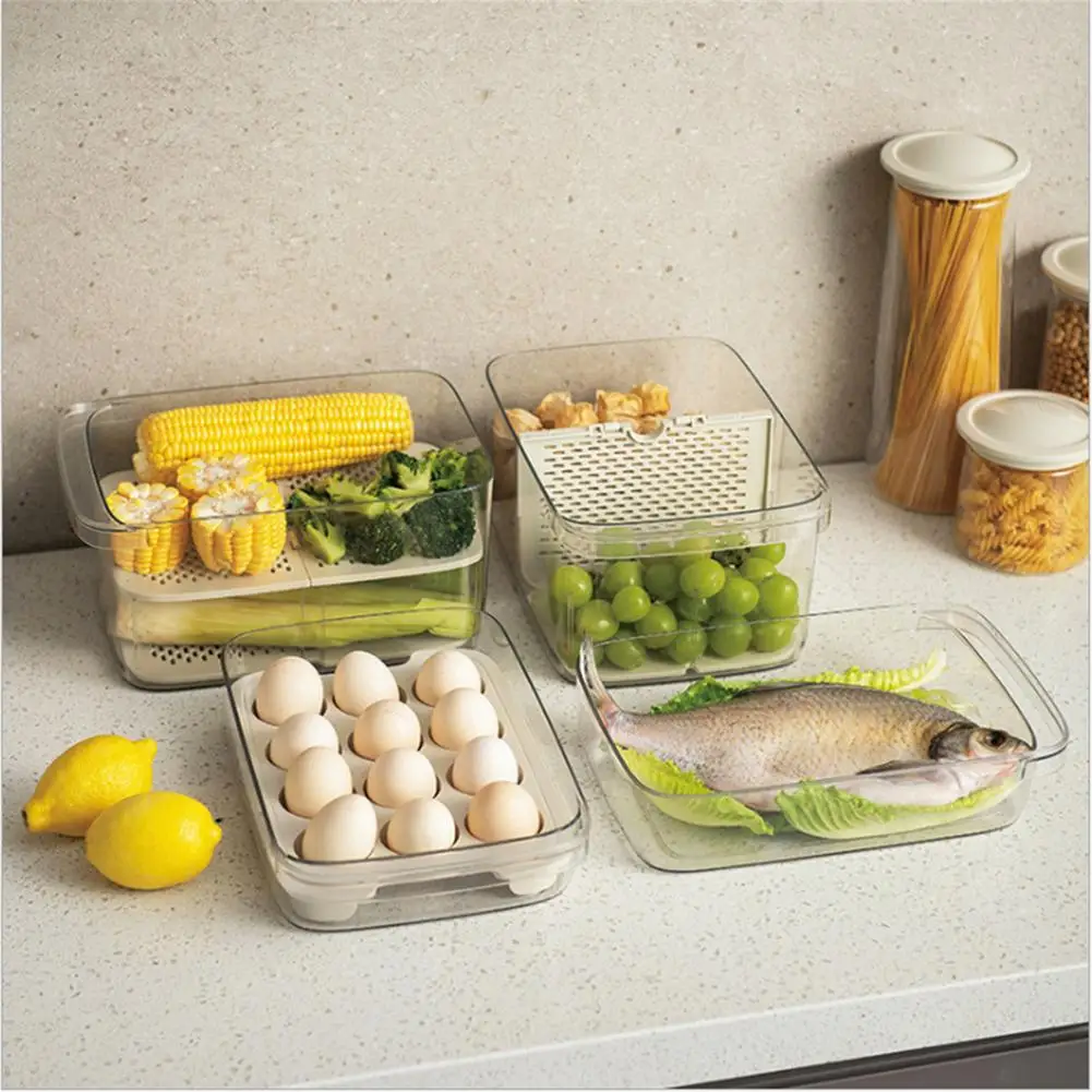 Refrigerador Contenedores de Almacenamiento de Alimentos con Tapas de Almacenamiento para la Cocina Sello Plástico del Tanque Separado de Verduras Fruta Fresca Cuadro 45a 5
