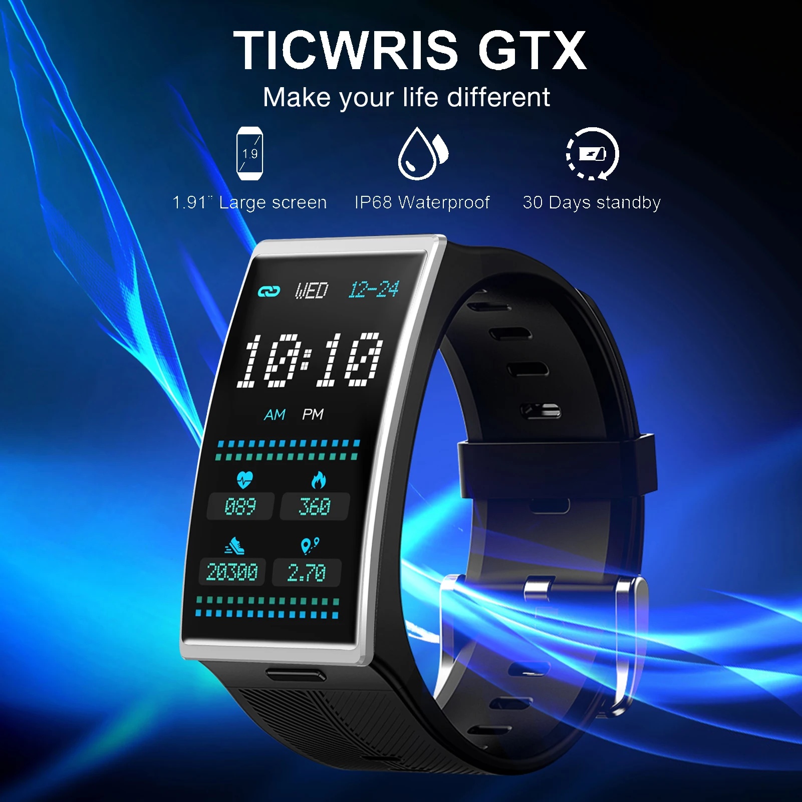 Nueva TICWRIS GTX Reloj Inteligente de los Hombres de Fitness Tracker Presión Arterial Mensaje Recordatorio de la prenda Impermeable IP68 de Deportes Bluetooth 5.0 Smartwatch 5