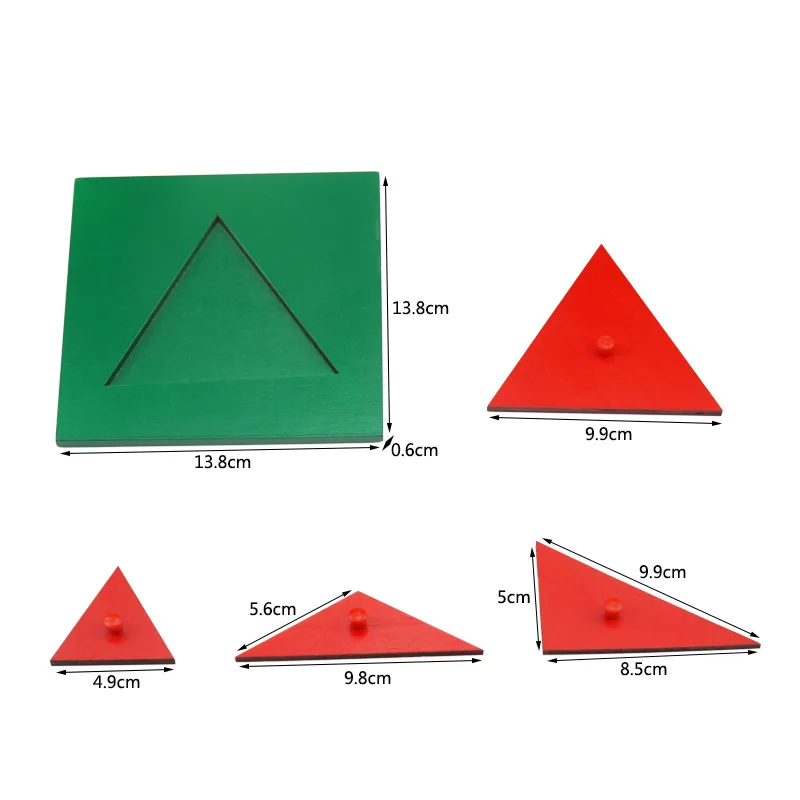 Monterssori de Matemáticas de Juguete de Madera Triángulo de Descomposición Rompecabezas Geométrico del Triángulo de la Cognición Juguetes para los Niños de Aprendizaje Temprano de Preescolar 5