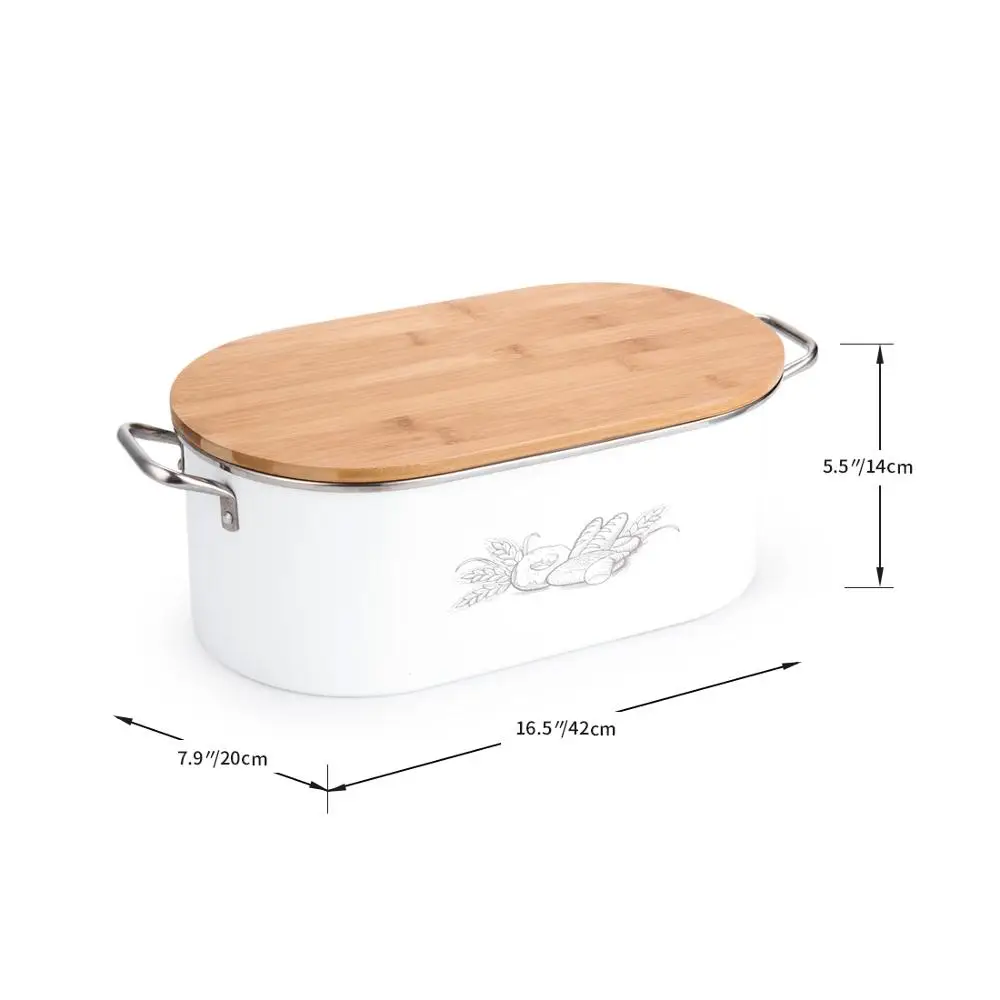 Pan de Caja de Almacenamiento de la panera Con cubierta de Bambú Tablero de Corte de la Tapa de Metal Galvanizado Snack-Caja de almacenamiento de la Cocina de Diseño Contenedores 5