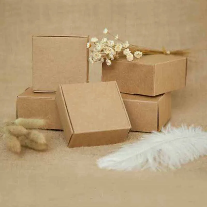 2018 Nuevo estilo de BRICOLAJE de papel de Kraft de la caja de regalo para bodas,cumpleaños y fiesta de Navidad de regalo de Embalaje Multy Tamaños de encargo del Logotipo Costo Extra 5