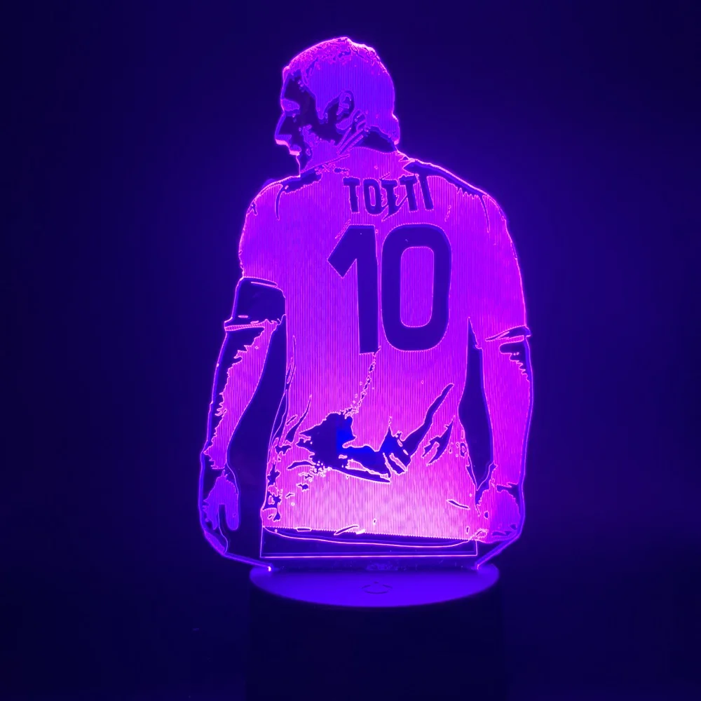 Chicos Lámpara de Mesa de Fútbol Jugador de Fútbol Francesco Totti Vista Posterior Figura Led Luz de Noche para el Dormitorio Decoración de Regalo para el Novio 5