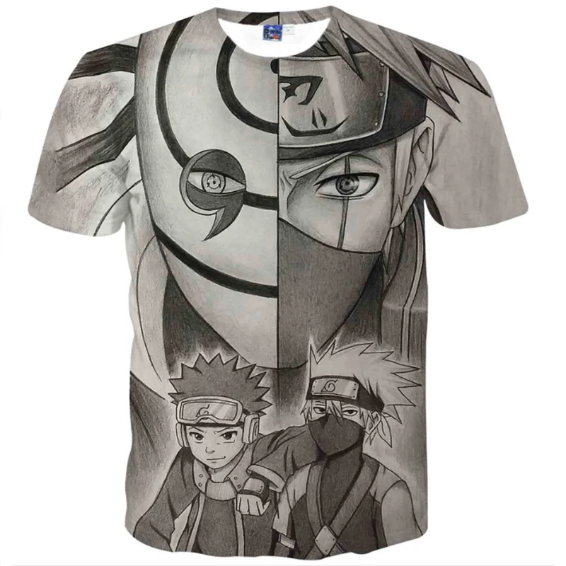 Cloudstyle 2020 3D Anime Camisetas de los Hombres de Naruto Sasuke Uchiha 3D de Impresión de Manga Corta Ropa de Verano de la parte Superior de la Camiseta de las Mujeres Más 5XL 5
